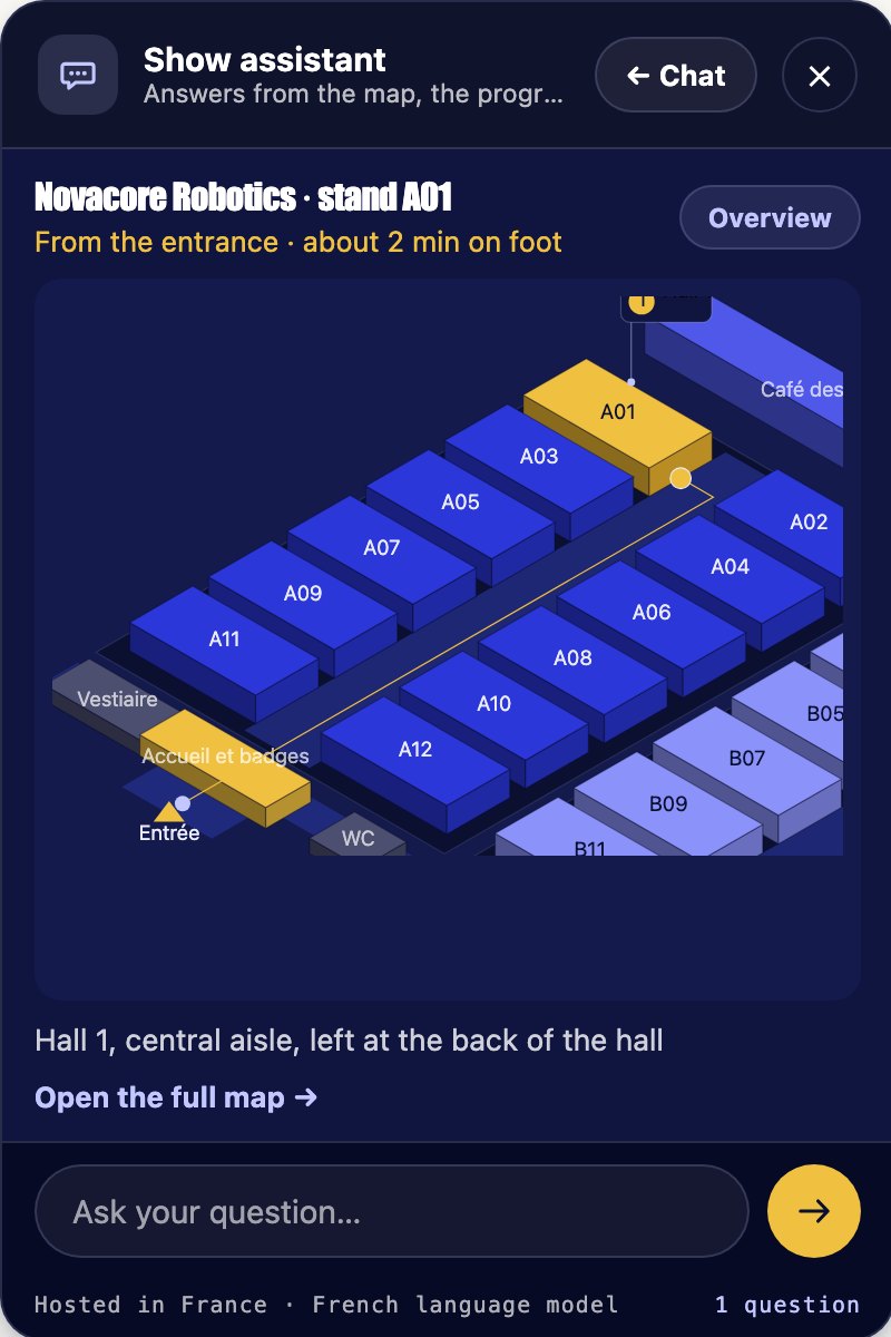 The show map with the route drawn to the stand