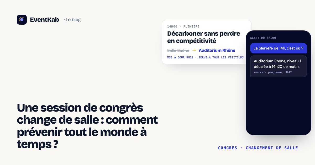 Une session de congrès change de salle : comment prévenir tout le monde à temps ?